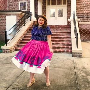 True Vintage Tiger Lily Navy Polka Dot Blouse Large